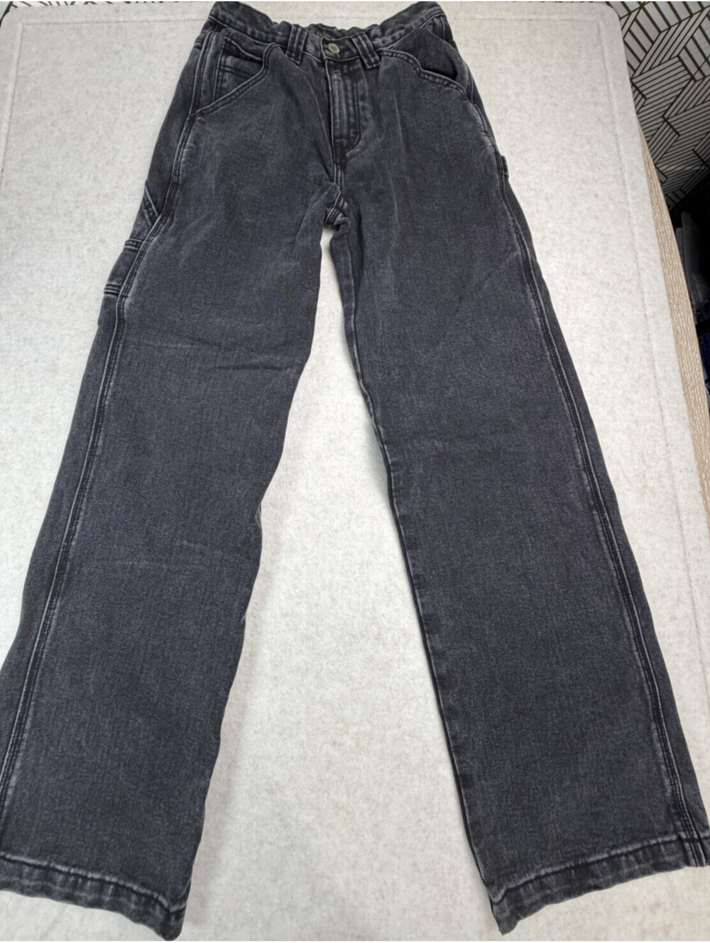 J Galt Brandy Melville Shanghai Wide Leg Jeans Black Sz S Baggy Faded 25x31